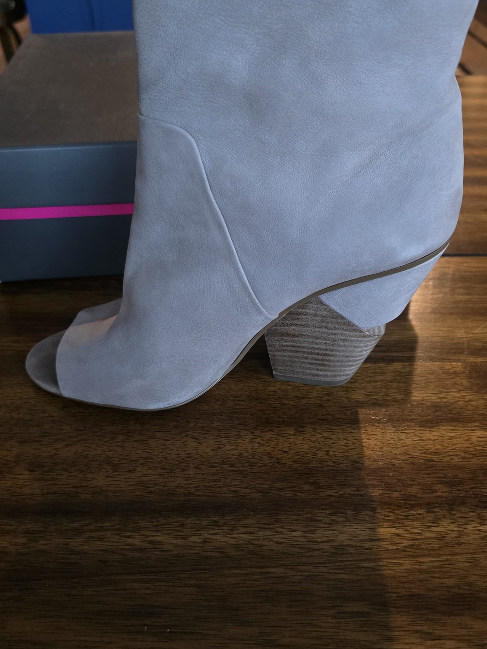 Vince Camuto Light Gray Suede Open-Toe Bootie